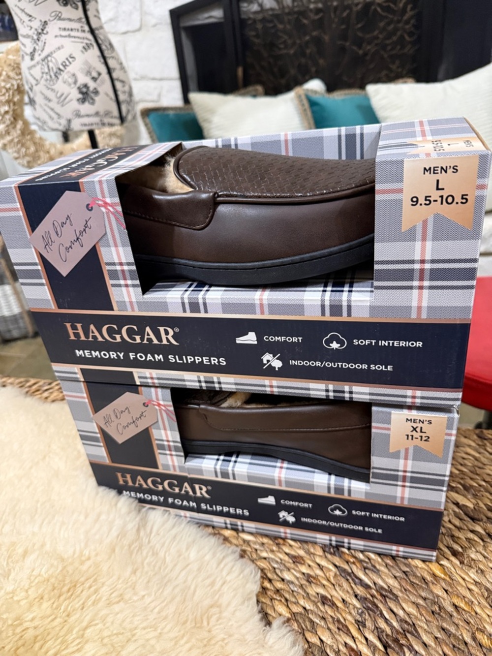 Haggar Men’s Dark Brown Slip-On Memory Foam Loafers